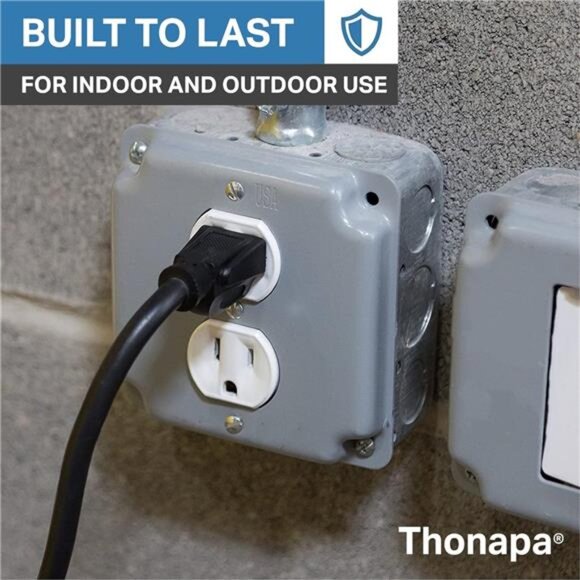 13 Amp Outdoor Extension Cord 6 ft,2 Pack, 16/3 SJTW 6 Foot Black Extension Cord - Picture 5 of 7